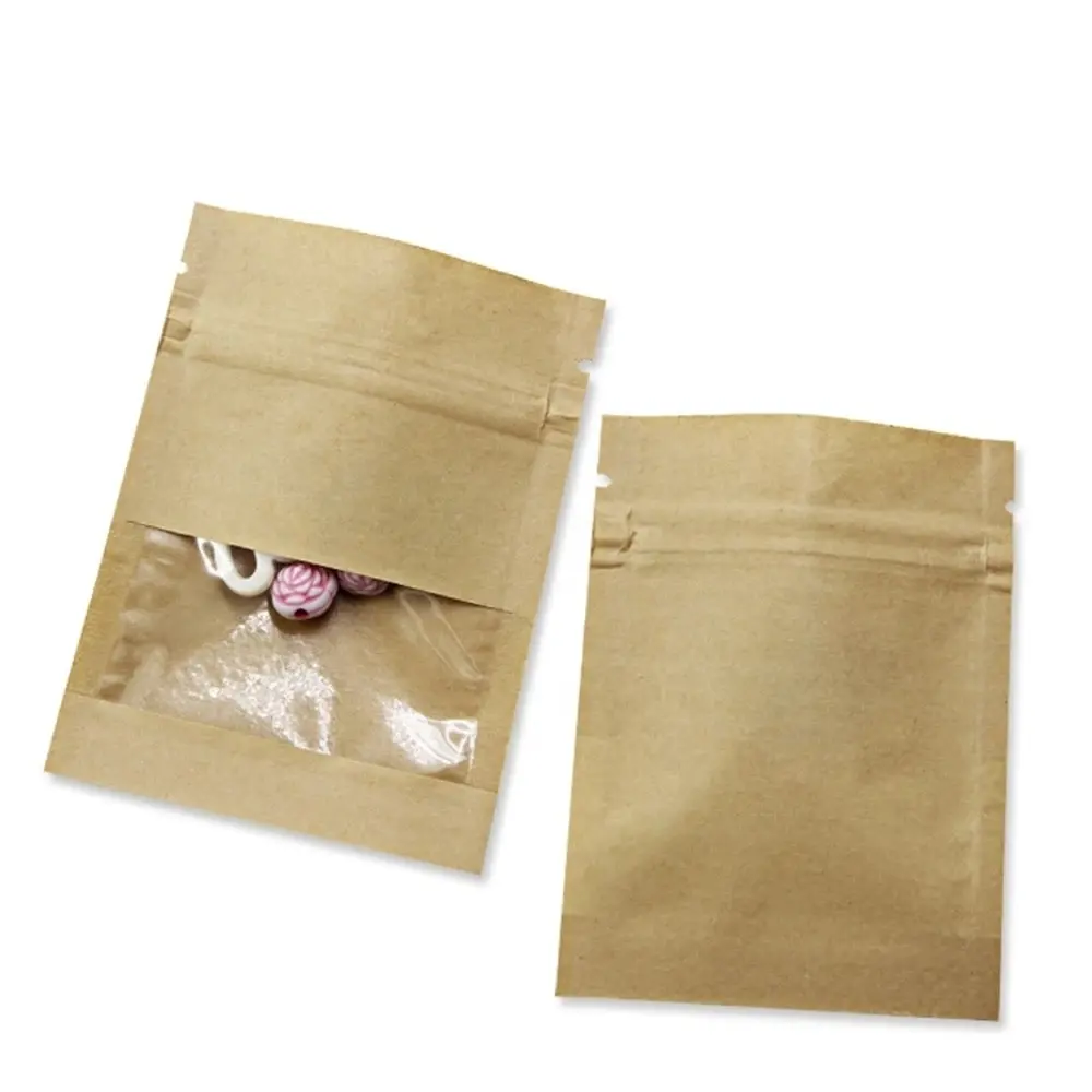 Emballage en carton personnalisé avec impression de votre propre logo Sac kraft blanc brun Sac en papier cadeau artisanal avec fenêtre