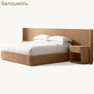 โครงเตียงไม้โอ๊คแท้ ดีไซน์มินิมอล พร้อมโต๊ะข้างเตียง โครงเตียงยอดนิยมสำหรับการใช้ชีวิตในบ้าน - Product Image 2