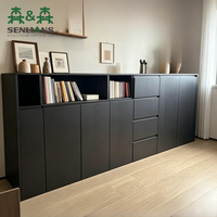 Armoire de rangement moderne en bois noir SLS pour chambre et salon, grande capacité, durable