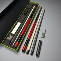 Tongkat Biliar Premium ZENI ZX01 Serat Karbon 12.2mm/12.5mm Double Shaft Desain 1/2 Split dengan Gagang Kayu Ebony dan Sambungan Radial untuk 9-ball