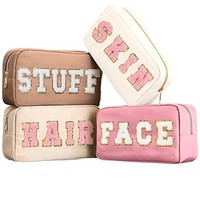 Trousse de Maquillage en Nylon KS avec Fermeture Éclair, Poignée Souple, Motif Lettres, Sac Durable pour Voyage en Extérieur, Étui à Maquillage pour Femmes