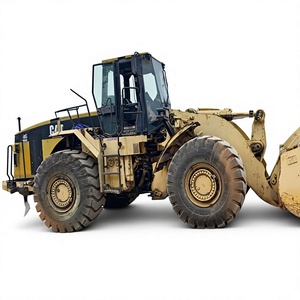 Chargeuse sur pneus Caterpillar 8 tonnes d'occasion, équipement de construction lourd, carrosserie en acier jaune, gros pneus, moteur - Product Image 1