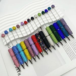 Bling Full Cover Black Ink <strong>Plastic</strong> Beaded Pen Ballpoint Pens DIY Jewelry <strong>Beads</strong> Gifts School Office Writing Signature Pen - Product Image 1