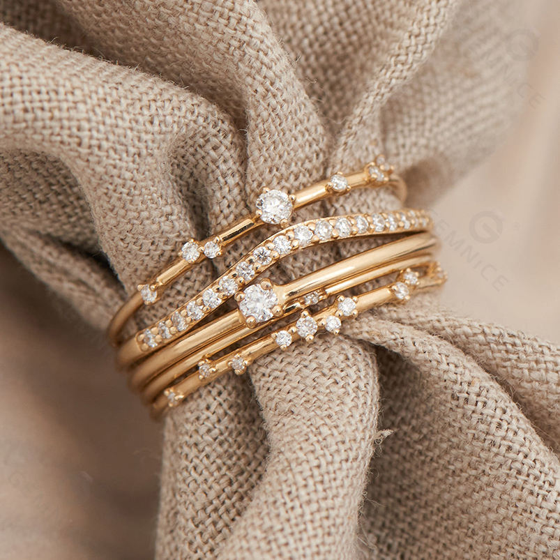 Gemnel 925 argent sterling 14kt or diamant bague mariage