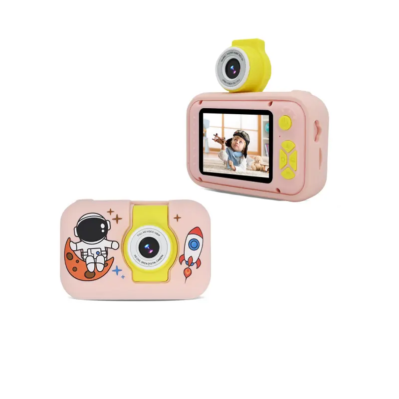 NEEXXT K25C 1080P HD Mini giochi digitali macchina fotografica per bambini per bambini giocattoli rosa per bambini Selfie fotocamera istantanea con copertura in silicone
