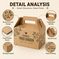 Maßgefertigte Koreanische Hähnchenboxen für Takeaway-Essen, Kartonagen für Gebratenes Hähnchen mit Griffen von HONPAK