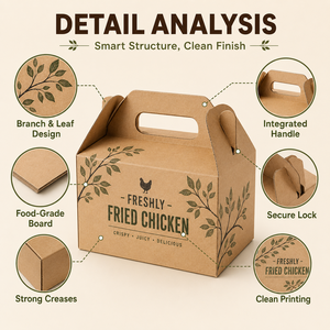 Cajas de Cartón para Comida para Llevar, Cajas Personalizadas para Pollo Frito Coreano con Asas HONPAK - Product Image 2