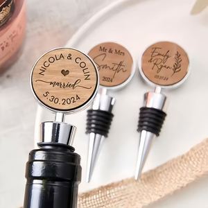 จุกปิดขวดแบบกำหนดเอง, จุกปิดขวดไม้แกะสลักชื่อ, อุปกรณ์เสริมขวดไวน์, ของขวัญสำหรับคนรักเบียร์ - Product Image 1