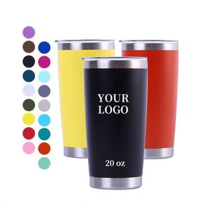 Mug isotherme en acier inoxydable de 20 oz avec logo personnalisé, couvercle coulissant et paille, noir - Product Image 1