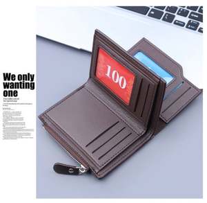 Vintage Men's PU Leather Softback <b>Wallet</b> Short <b>Slim</b> with Zipper Credit <b>Card</b> Holders - Product Image 6