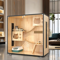 Villa de Luxe Pliable en Bois pour Chats, Maison Moderne Personnalisée pour Petits Animaux, Meuble d'Intérieur Cage pour Chat