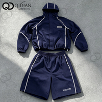 Ensemble short et veste coupe-vent décontracté pour homme en nylon, style streetwear, avec passepoil contrastant, coupe décontractée, OEM