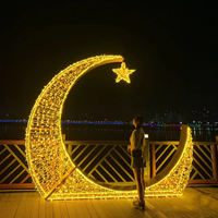 Lanterne décorative islamique Ramadan Kareem, étanche IP65, éclairage en forme de croissant de lune et d'étoile pour les jardins, les cours et les rues en extérieur