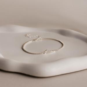 CE 인증 발렌타인데이 선물 테니스 체인 CZ 레이저 각인 스테인리스 스틸 개인 맞춤 이름 팔찌 - Product Image 6