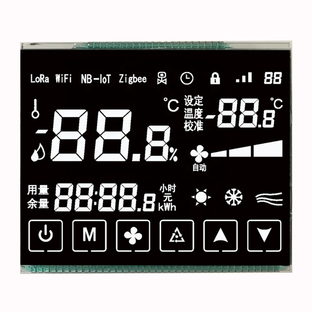 Hot custom VA BTN Segment LCD Display white on black touch screen for temperature controller