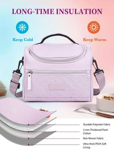 Boîte à lunch isotherme pliable pour enfants d'école, sac à lunch pour enfants avec motif cool, poche avant et sangle - Product Image 3