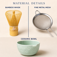 Kit de préparation du matcha à la japonaise, 8 pièces, bol en céramique Sakura, fouet, cuillère, tamis, coffret cadeau