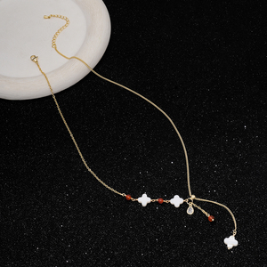 Collier Lariat Trèfle en Aquamarine Naturelle 2026, Forme en Y, Agate, Zircon, Plaqué <span class=keywords><strong>Or</strong></span> 18K, Acier Inoxydable CL26-149 - Product Image 3