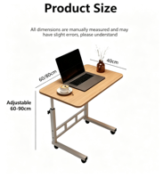 Table de chevet ergonomique, durable, mobile et réglable en hauteur, bureau simple pour chambre à coucher, usage domestique, bureau d'étude pour dortoir étudiant