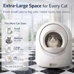 Litière Intelligente 70L pour Chats de Tous Âges avec Contrôle des Odeurs, Nettoyage Automatique et Contrôle par Application - Emballage OEM Disponible - Product Image 6
