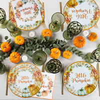 Ensemble de vaisselle de fête sur le thème de Thanksgiving, serviettes, gobelets, assiettes, ensemble de vaisselle en papier jetable