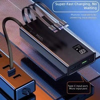 Batterie externe portable 120W avec charge rapide PD, chargeur de batterie avec 4 câbles intégrés, écran LED pour les voyages