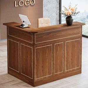 Comptoir de réception HONGTUO en MDF, comptoir de réception en forme de L, bureau de réception moderne, comptoir de réception pour institut de beauté - Product Image 5