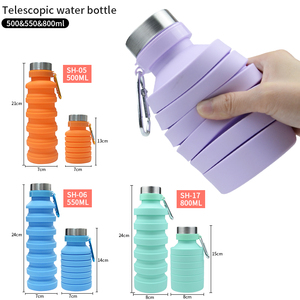 Bouteille d'eau pliable en silicone de 800 ml, 100 % qualité alimentaire, sans BPA, pour sports de plein air, vente en gros - Product Image 6