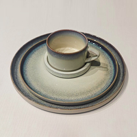 Nouveau design de vaisselle en grès Service de table nordique de luxe en céramique bleu cobalt pour la maison, le mariage et le restaurant