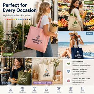Bolsa de Lona Personalizada al por Mayor con Logotipo Impreso, Bolsa de Compras Reutilizable Promocional para Ferias Comerciales, Eventos Minoristas y Regalos - Product Image 3