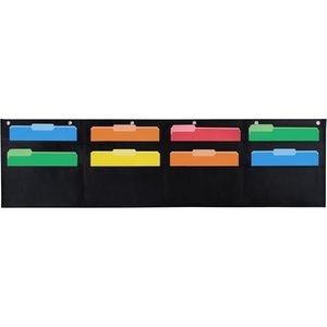 8 Pocket File Chart 28x26 Wall Mounted Organizer Black Office <b>Storage</b> Behind Doors On Walls - Product Image 1