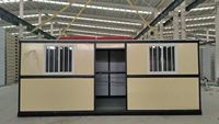 Installation rapide de refuges temporaires préfabriqués pour les secours d'urgence et les interventions en cas de catastrophe ; abris pliables en conteneurs.