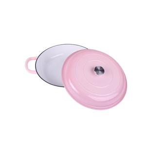 Marmite à frire en <span class=keywords><strong>fonte</strong></span> <span class=keywords><strong>émaillée</strong></span> rose antiadhésive personnalisée de luxe, 30 cm, compatible four et induction, pour la maison – Offre spéciale - Product Image 4