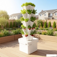 Tour hydroponique de qualité supérieure, 30 modules, 6 niveaux, système de culture hydroponique, système de jardinage vertical avec réservoir d'eau de 10 L et pompe