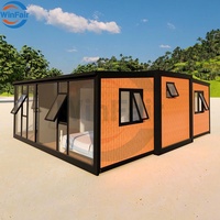 Maison préfabriquée WinFair prête à l'emploi, maison mobile moderne avec mur en verre, maison modulaire pliable en conteneur avec toilettes et douche, Philippines