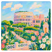 Tapis de mahjong en néoprène OEM personnalisé, impression Colisée de Rome, antidérapant et imperméable, vente en gros