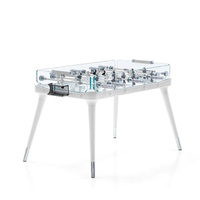 Table de baby-foot professionnelle de luxe personnalisable pour adultes, mini, pour intérieur, avec structure en bois, acier inoxydable et verre trempé ultra-transparent
