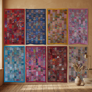Tapiz de Sari con Diseño de Patchwork, Tapiz de Pared de Patchwork al por Mayor - Product Image 3