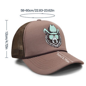 Gorra Trucker con Logotipo Personalizado, Diseño de Oso Vaquero del Oeste, Malla Gráfica Color Menta, Cierre a Presión, para Hombres, Deportes al Aire Libre - Product Image 2