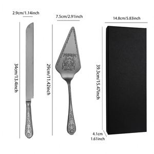 Wholesale Stainless Steel Luxury Baroque <b>Cake</b> Knife and Spatula Gift <b>Box</b> Packaging Pizza Spatulas for <b>Weddings</b> Restaurants - Product Image 2