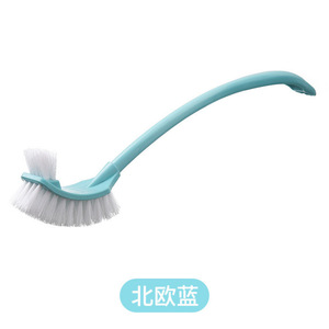 Toilet Brush <b>Set</b> Long Handle Wall Mounted Plastic Holder Rectangular Minimalist Design Bathroom Cleaning <b>Tool</b> - Product Image 5