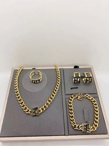 Moda oro Chunky catena collana bracciale anello orecchini gioielli Set per <span class=keywords><strong>donna</strong></span> - Product Image 2