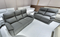 Canapé d'angle moderne inclinable électrique avec chaise longue, configuration 3+1, appuie-têtes réglables, rembourrage en mousse à mémoire de forme, structure en bois, revêtement en tissu
