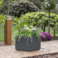 Pot Tanaman Persegi Panjang Baja Corten Kustom, Tahan Cuaca, Bergaya Rustic untuk Dekorasi Taman dan Patio