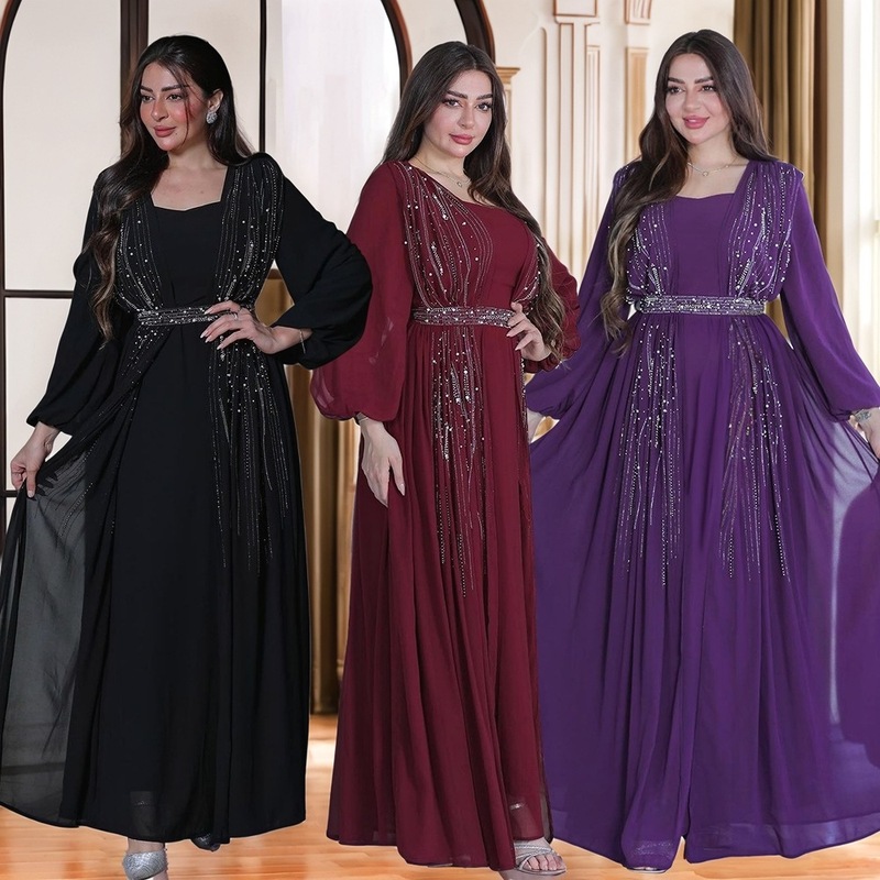 Modest Fashion Evening Party Chiffon Dress