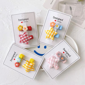 Sweet Baby Side-Snap Hairpins New <span class=keywords><strong>Korean</strong></span> Acessórios de cabelo para crianças Tecido Star Flower Party Hair Barrette Clips para crianças - Product Image 3