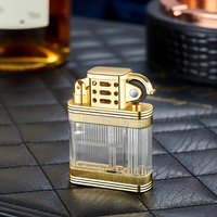 Briquet gonflable vintage transparent coupe-vent meule classique rétro grande capacité briquet à gaz