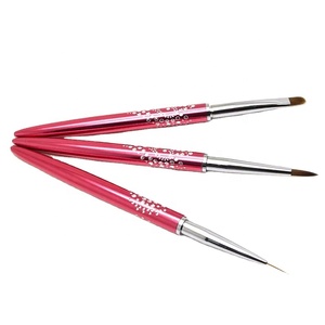 Juego de pinceles Nail Art con mango de Metal y Diamante rojo, Gel de nailon de alta calidad, delineador UV, pintura 3D acrílica, novedad de <span class=keywords><strong>2022</strong></span> - Product Image 1