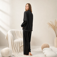 Ensemble de pyjama en satin personnalisé pour femme, respirant, à taille élastique, motif dessiné, vente en gros de robes de nuit
