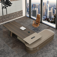 Mobilier de bureau de luxe Table moderne en bois pour patron Bureau de direction sur pieds en métal Bureau de direction pour PDG